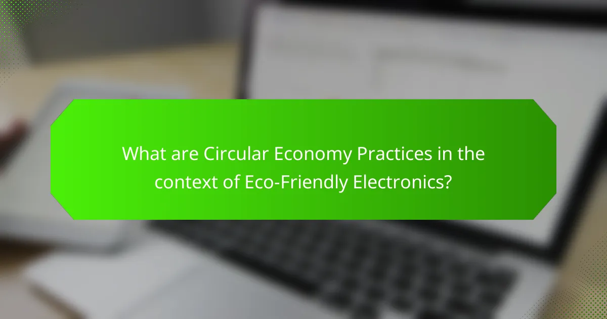 What are Circular Economy Practices in the context of Eco-Friendly Electronics?