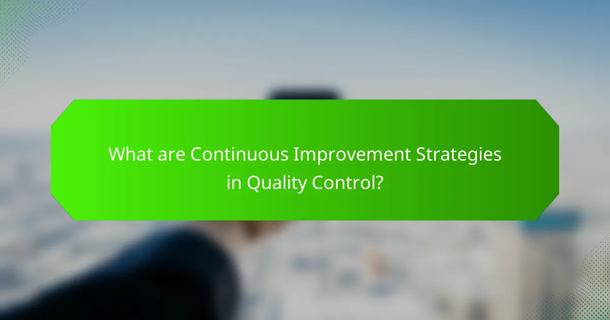 What are Continuous Improvement Strategies in Quality Control?